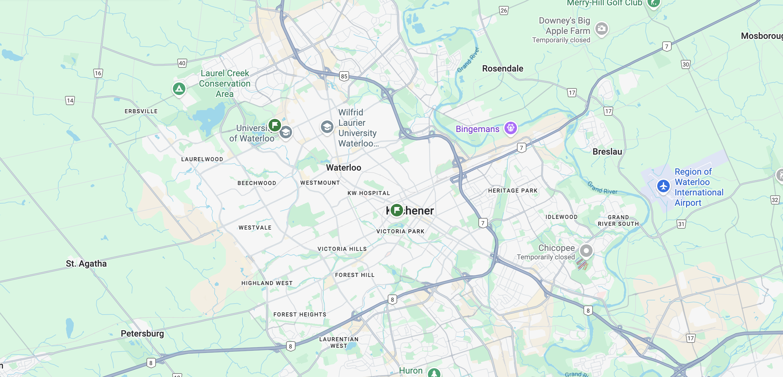 Kitchener-Waterloo map